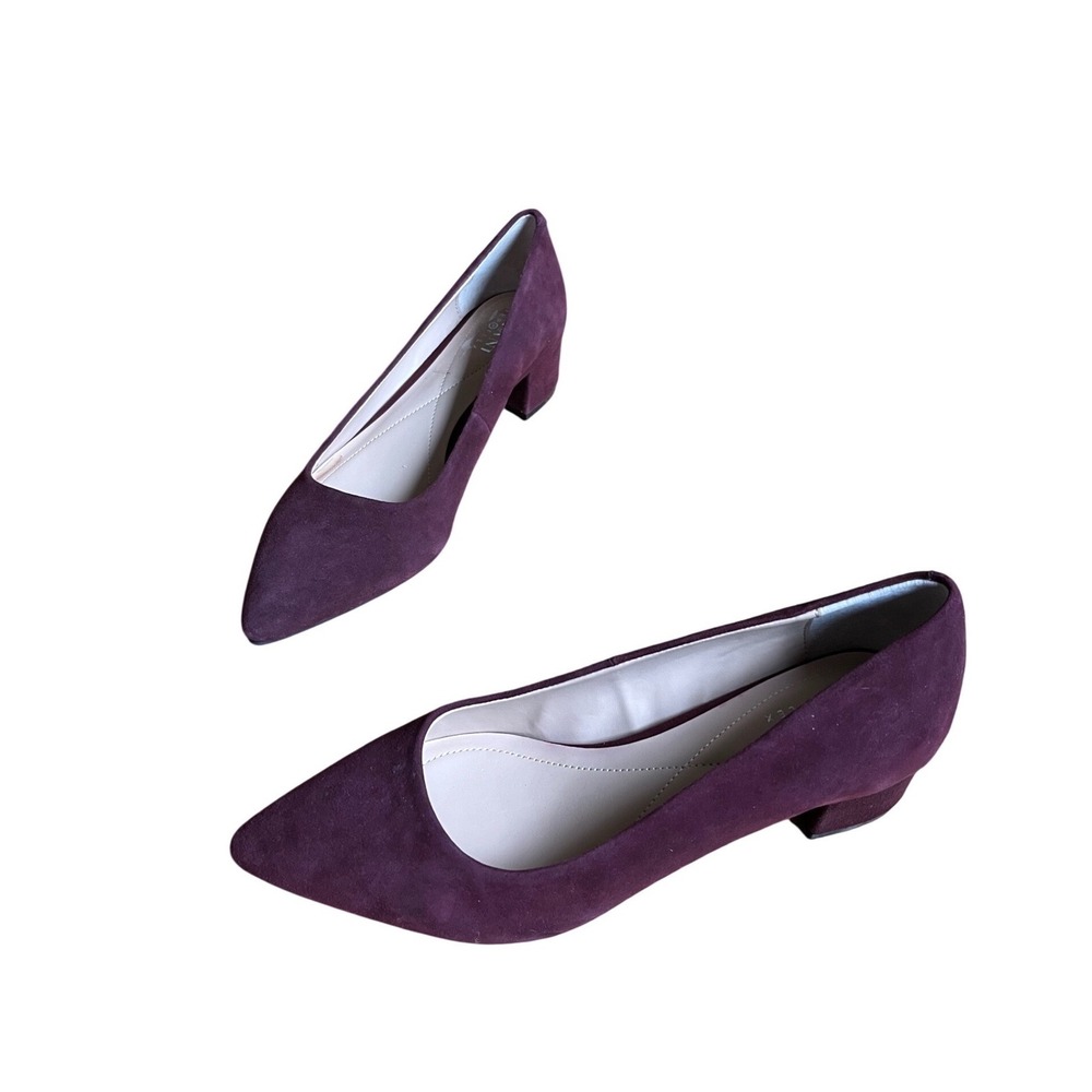 Alfani‎ Step N Flex Womens 7M Plum Burgundy Suede Low Block Heel Pumps